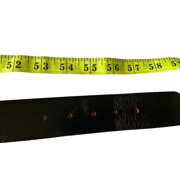 Mens Black Leather Belt Top Grain Oil Tan Leather Belt Square Buckle Size 56 Z6 - Picture 7 of 8